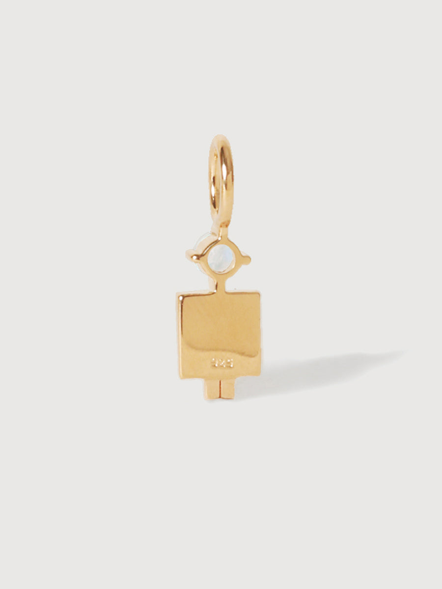 14k Solid Gold Man Necklace or Charm with Moonstone Gemstone - June Birthstone | Precious People