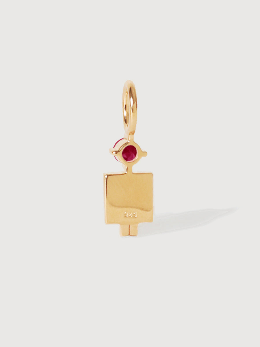 14k Solid Gold Man Necklace or Charm with Ruby Gemstone - July Birthstone | Precious People