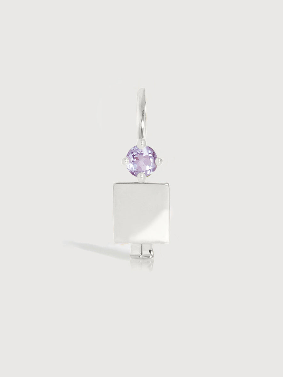 14k White Gold Man Necklace or Charm with Amethyst Gemstone - February Birthstone | Precious People