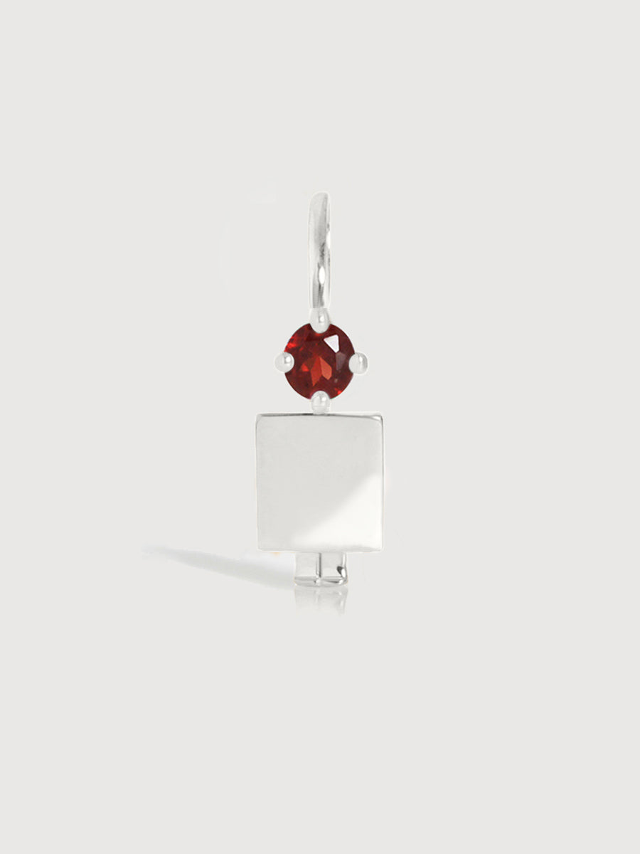 14k White Gold Man Necklace or Charm with Garnet Gemstone - January Birthstone | Precious People