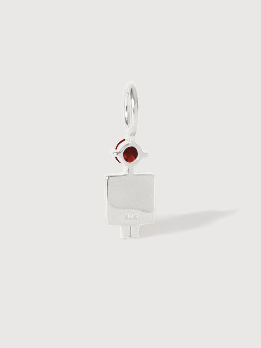 14k White Gold Man Necklace or Charm with Garnet Gemstone - January Birthstone | Precious People