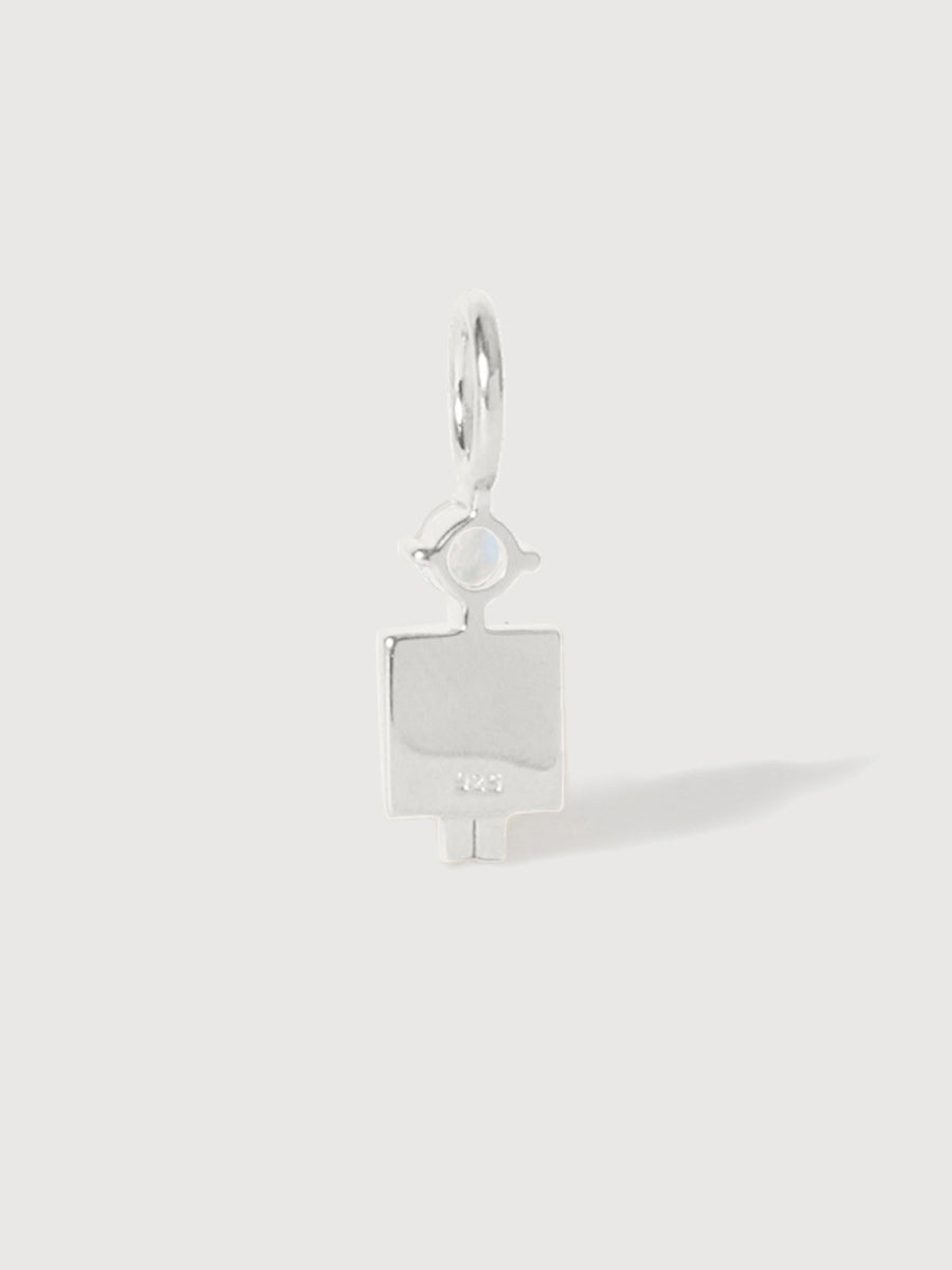 14k White Gold Man Necklace or Charm with Moonstone Gemstone - June Birthstone | Precious People