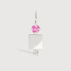 14k White Gold Man Necklace or Charm with Pink Tourmaline Gemstone - October Birthstone | Precious People