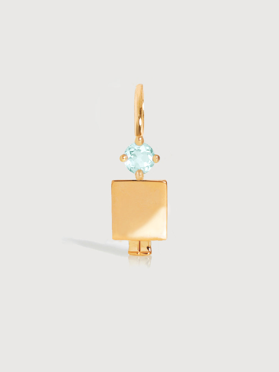 Gold Dad or Man with Aquamarine Gemstone - March Birthstone