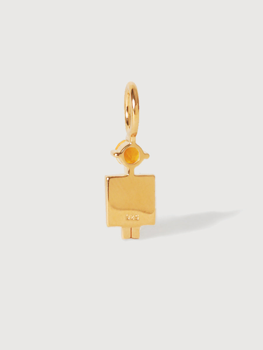 Gold Vermeil Vater oder Mann mit Citrin-Edelstein – Geburtsstein des Monats November