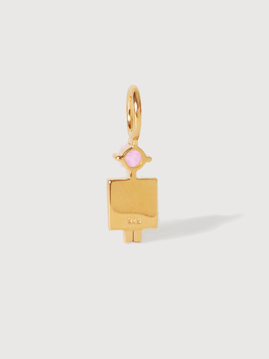 Papá o hombre en oro vermeil con turmalina rosa, la piedra natal de octubre.