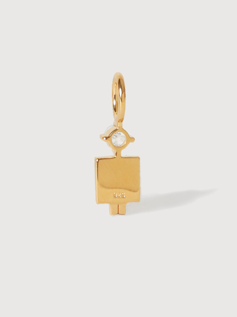 Papà o uomo in oro vermeil con gemma di topazio bianco - Pietra portafortuna di aprile