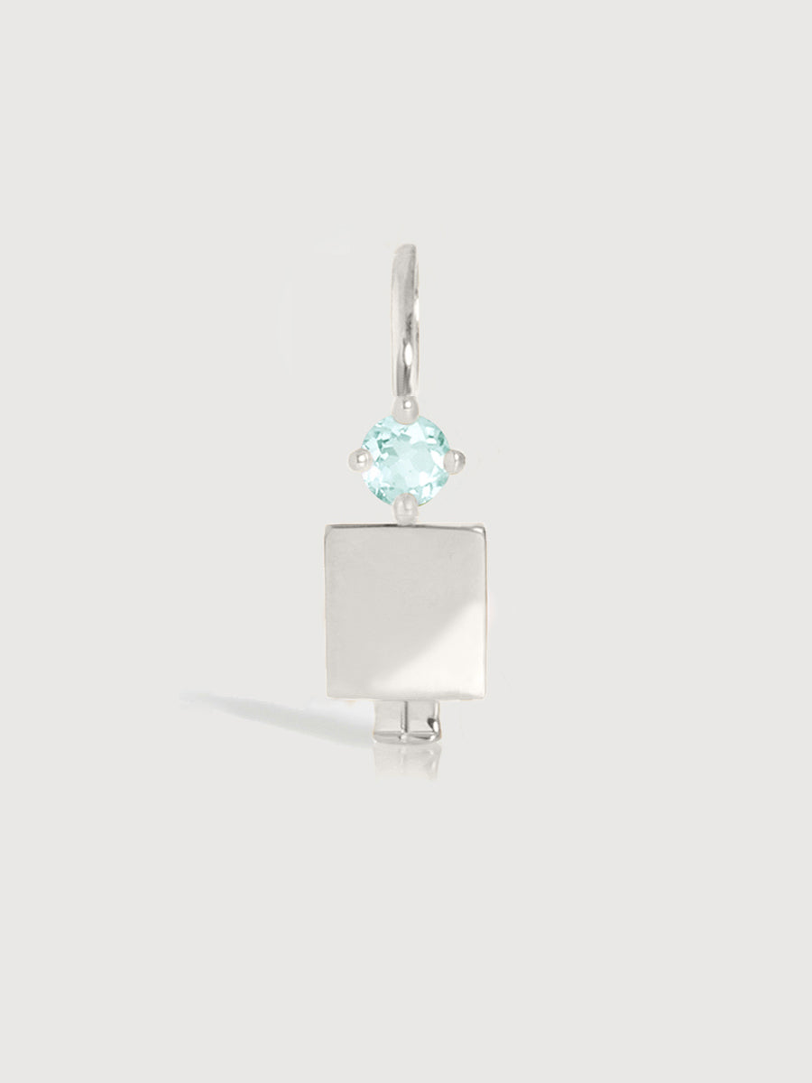 Sterling Silver Man Necklace or Charm with Aquamarine Gemstone - March Birthstone | Precious People