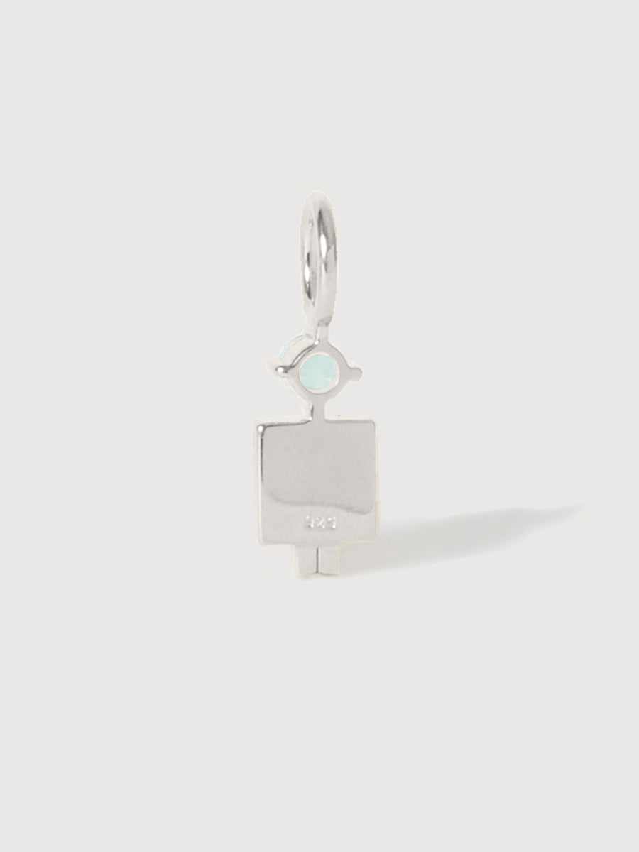 Sterling Silver Man Necklace or Charm with Aquamarine Gemstone - March Birthstone | Precious People