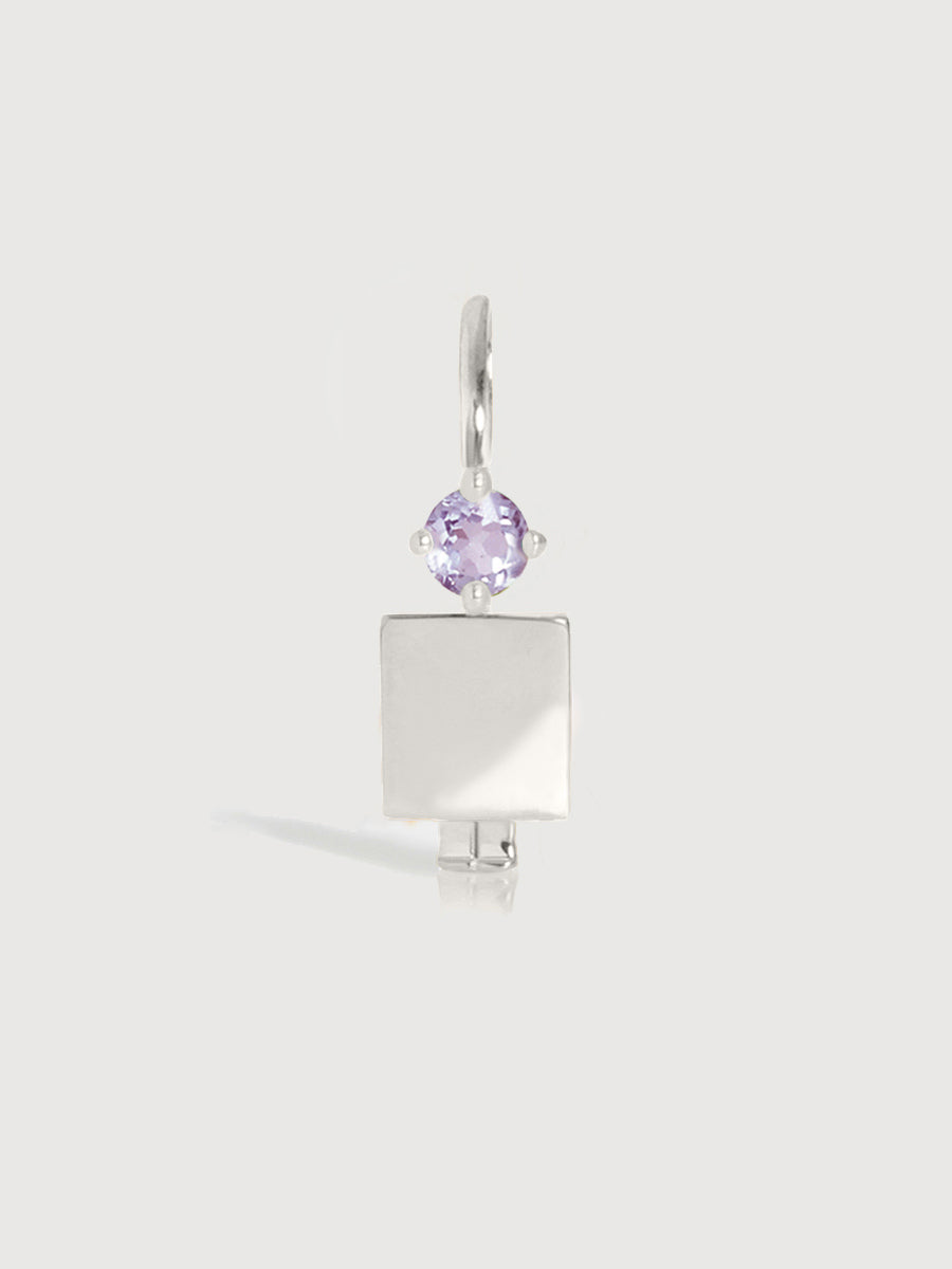 Sterling Silver Man Necklace or Charm with Amethyst Gemstone - February Birthstone | Precious People