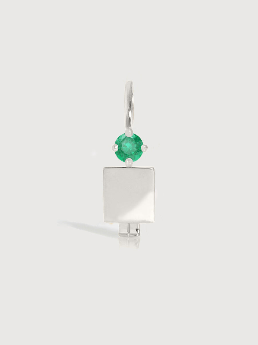 Sterling Silver Man Necklace or Charm with Emerald Gemstone - May Birthstone | Precious People