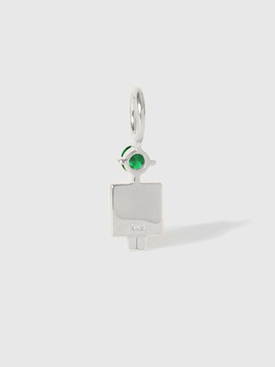 Sterling Silver Man Necklace or Charm with Emerald Gemstone - May Birthstone | Precious People