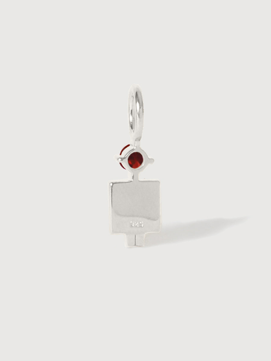 Sterling Silver Man Necklace or Charm with Garnet Gemstone - January Birthstone | Precious People