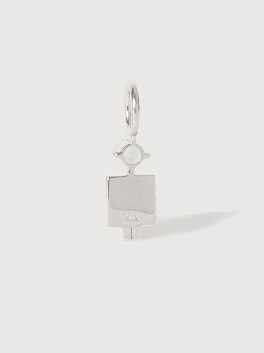 Sterling Silver Man Necklace or Charm with Moonstone Gemstone - June Birthstone | Precious People