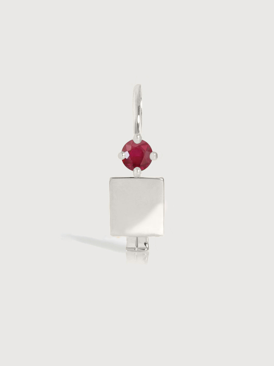 Sterling Silver Man Necklace or Charm with Ruby Gemstone - July Birthstone | Precious People