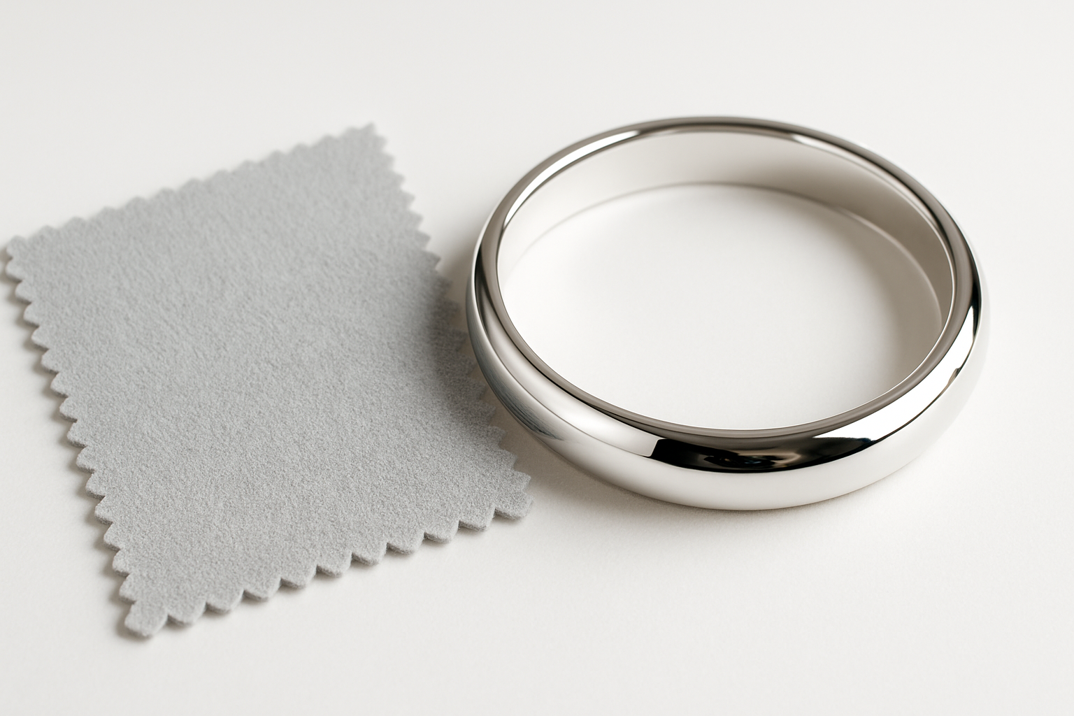 silver next to a silver polishing cloth